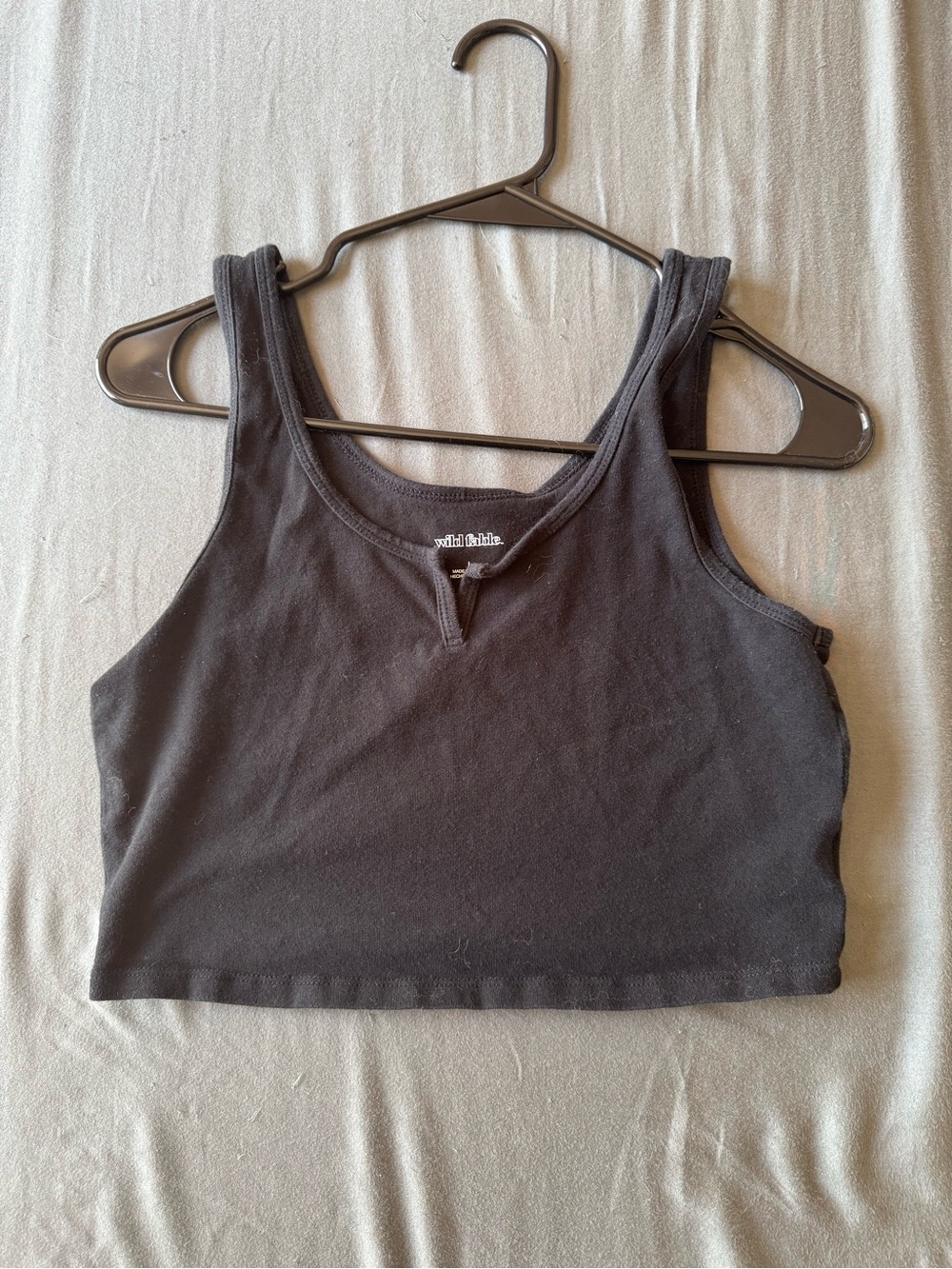 wild fable Black Cropped Tank with Scoop Neck